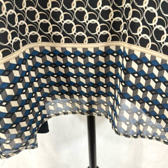 Max Studio black mocha and midnight blue geo print tunic length top size medium - Picture 3 of 7